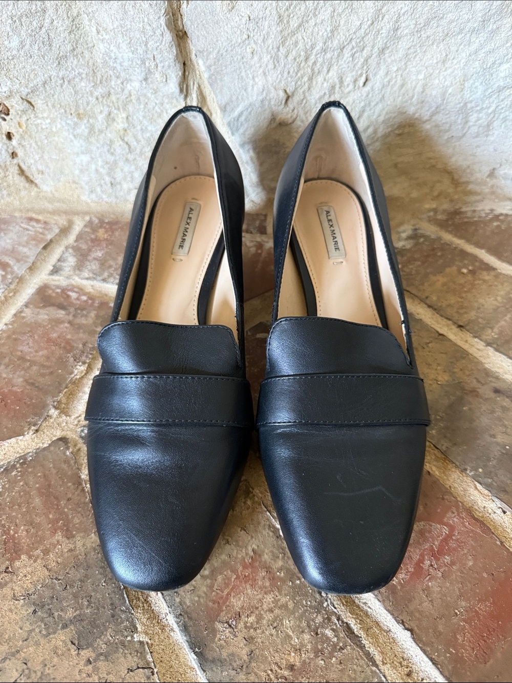Alex Marie Women's Black Leather Slip-On Loafers - Picture 3 of 7